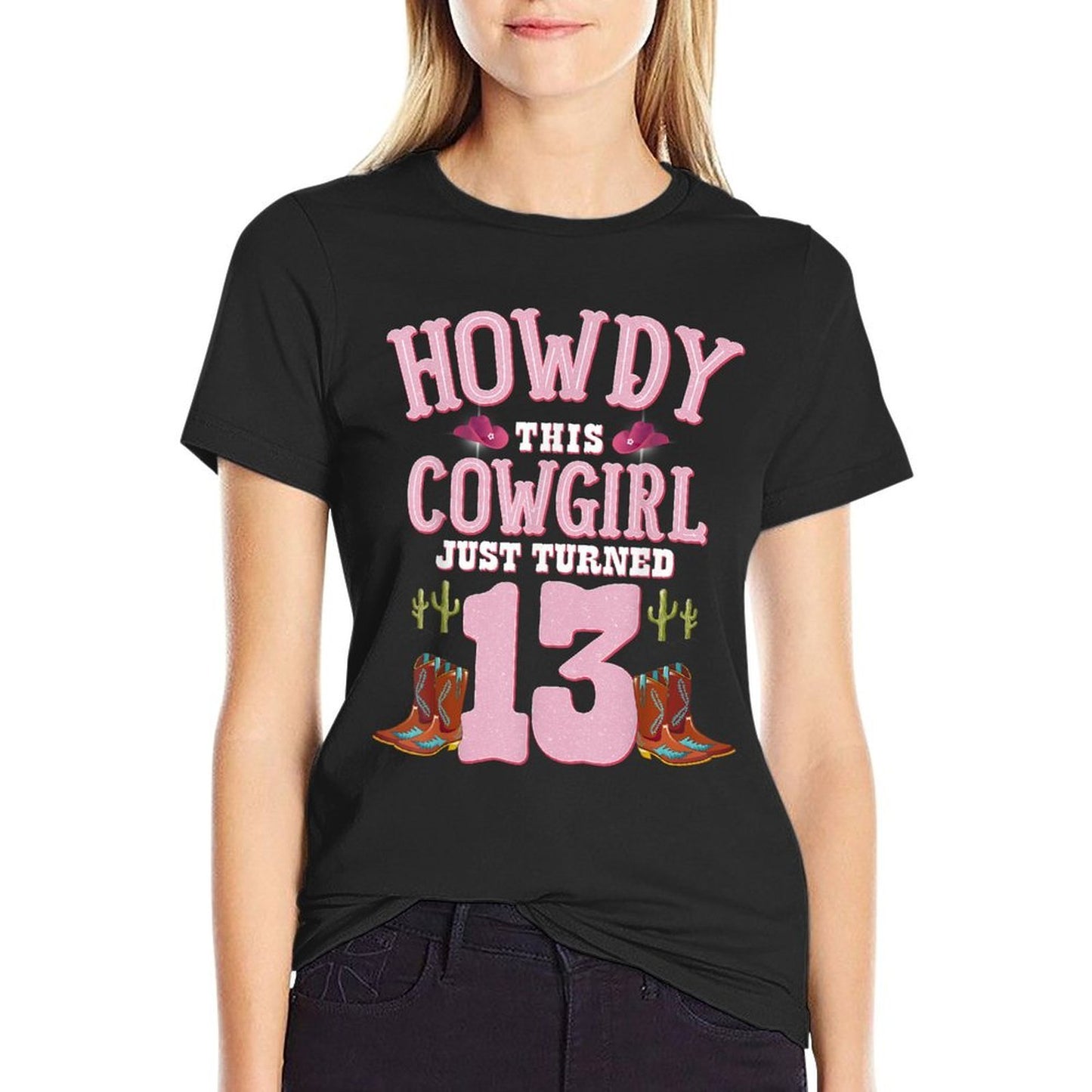 13th Birthday Girls Cowgirl HOWDY Western Themed Birthday  Breathable T-Shirt