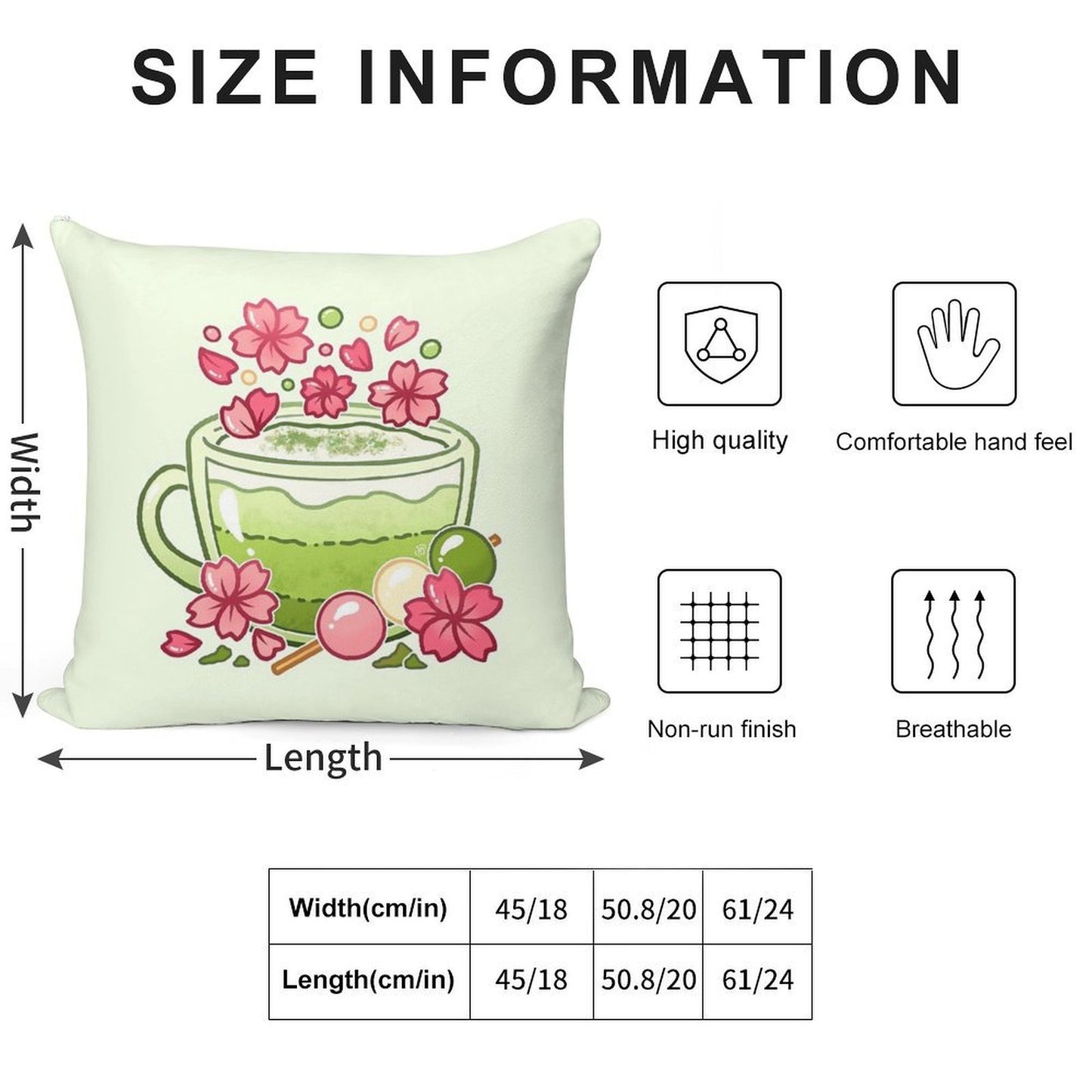 Sakura Matcha Tea Soft Fade-Resistant Throw Pillow