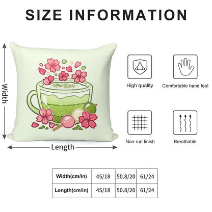 Sakura Matcha Tea Soft Fade-Resistant Throw Pillow