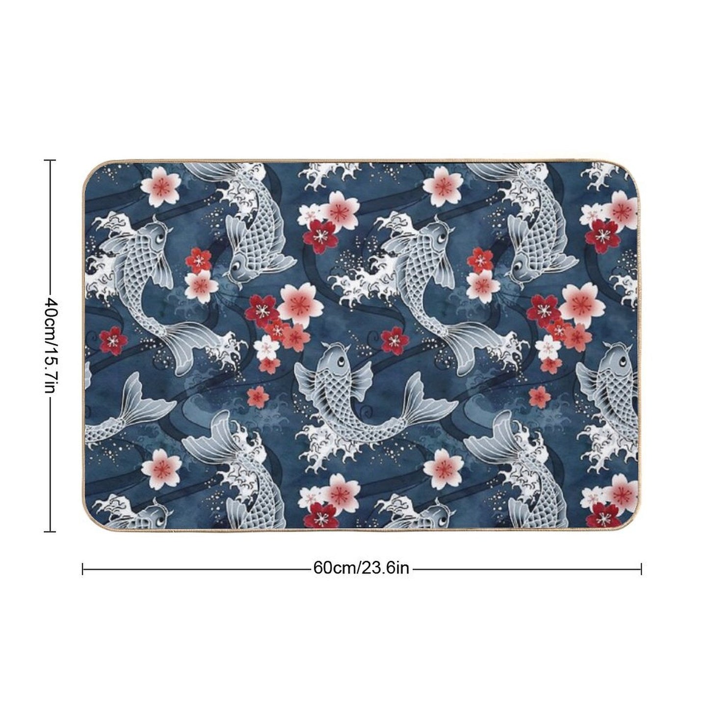 Koi Sakura Blossom in Blue  Versatile Bath Mat