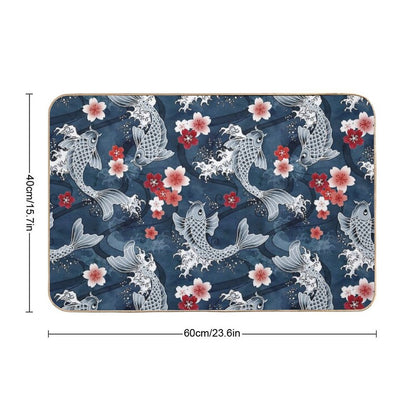 Koi Sakura Blossom in Blue  Versatile Bath Mat