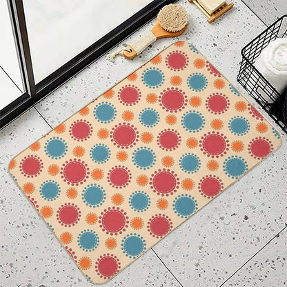 Playful Retro Dot Circles  70s Inspired Boho Geometric Pattern  Pet-Safe Bath Mat