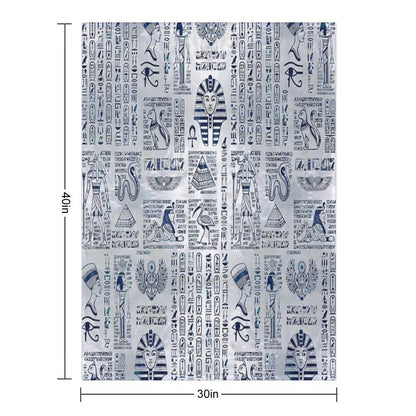 Egyptian Hieroglyphs And Deities Abalone on Pearl Plush Throw Blanket