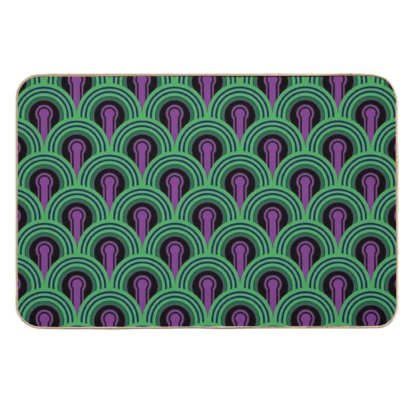 Geometric Pattern Keyhole Arch Deedree Daniel Green  Long-Lasting Bath Mat