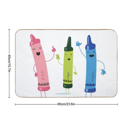 Cute Funny Cartoon Crayon Characters  Eco-Friendly Bath Mat