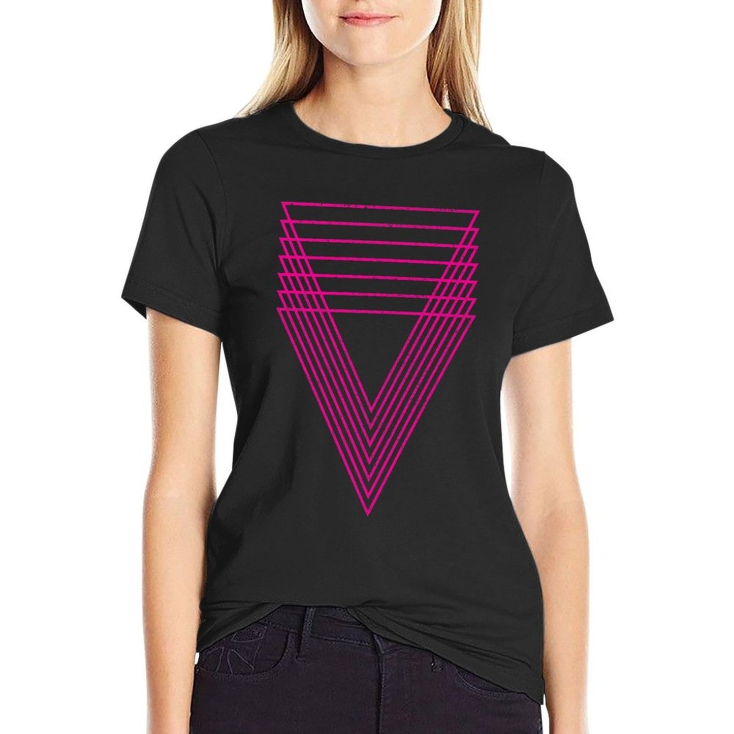 Geometric 7 Overlapping Triangles Geometry Art Distressed Premium  Trendy Pattern T-Shirt