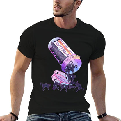 Happy Pills Pastel Goth Kawaii Yami Black Cat Otaku Women  Eco-friendly Material T-Shirt