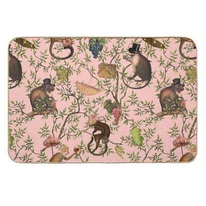 Copy of Vintage Chinoiserie Monkeys Botanical Garden Pink Nightgarden  Dirt-Trapping Bath Mat