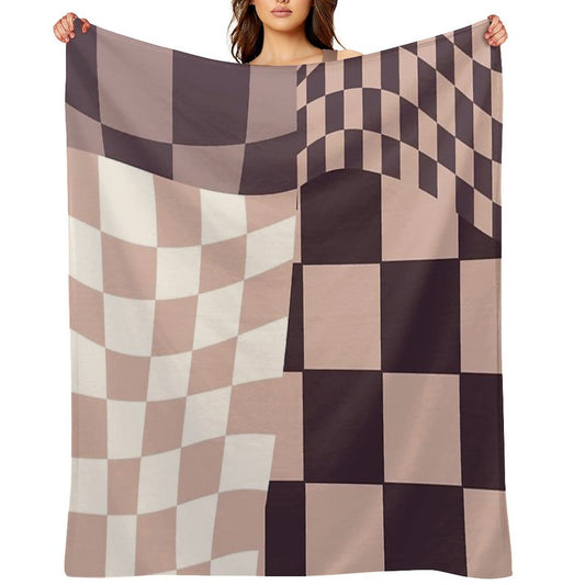 Checkerboard Pattern, Pink, Wavy Easy Care Throw Blanket