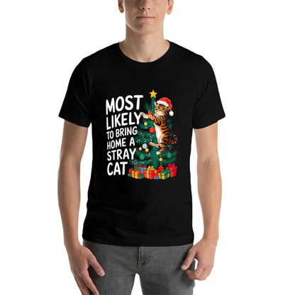 Womens Christmas Most Likely To Bring Home A Stray Cat Funny Xmas  Eco-friendly Material T-Shirt