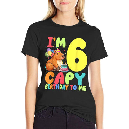 I'm 6 Year Old Capy Birthday To Me 6th Birthday Capybara  Summer-ready Fabric T-Shirt
