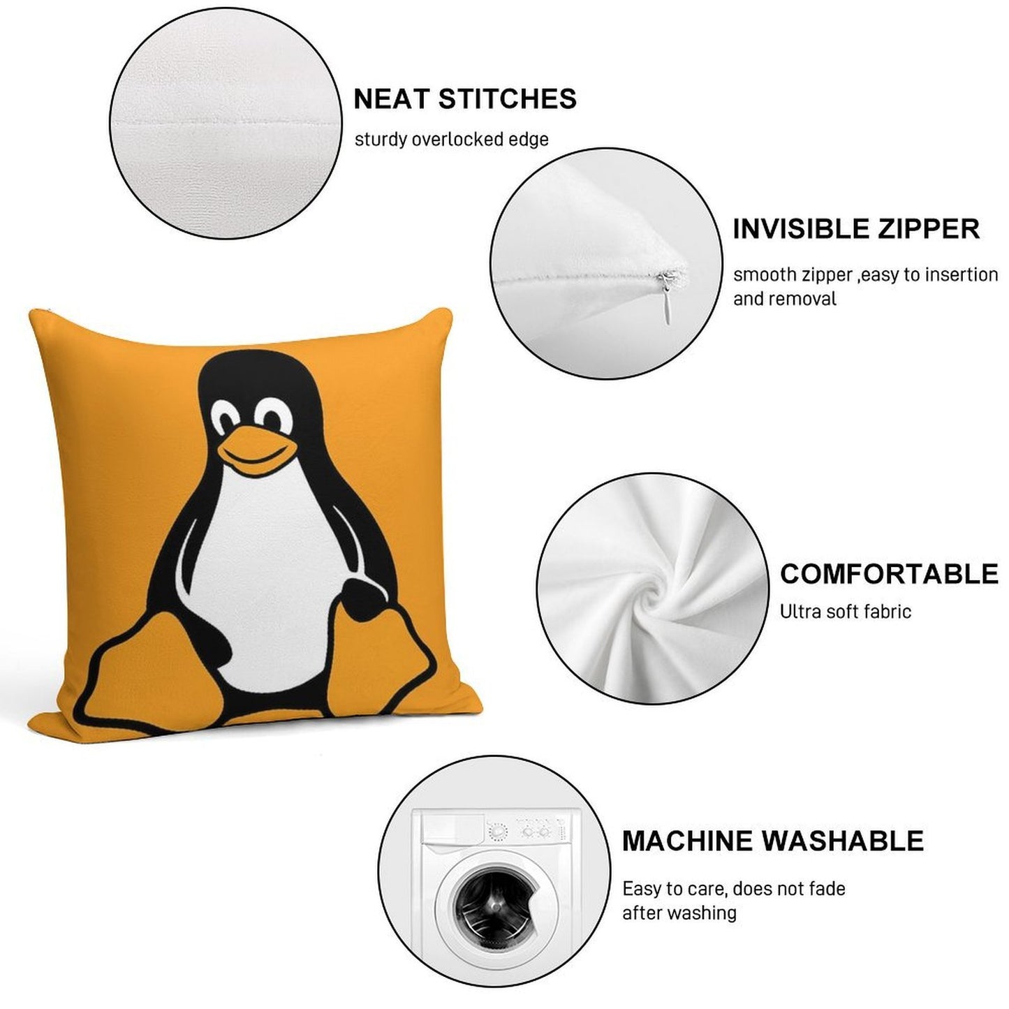 Linux Tux Pingouin Soft Skin-Friendly Throw Pillow