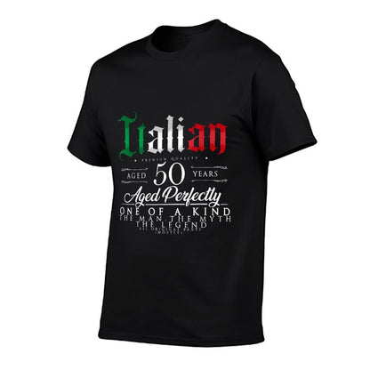 50th Birthday Gift Italian Age 50 Years Old Born in Italy  Slim-fit Cut T-Shirt