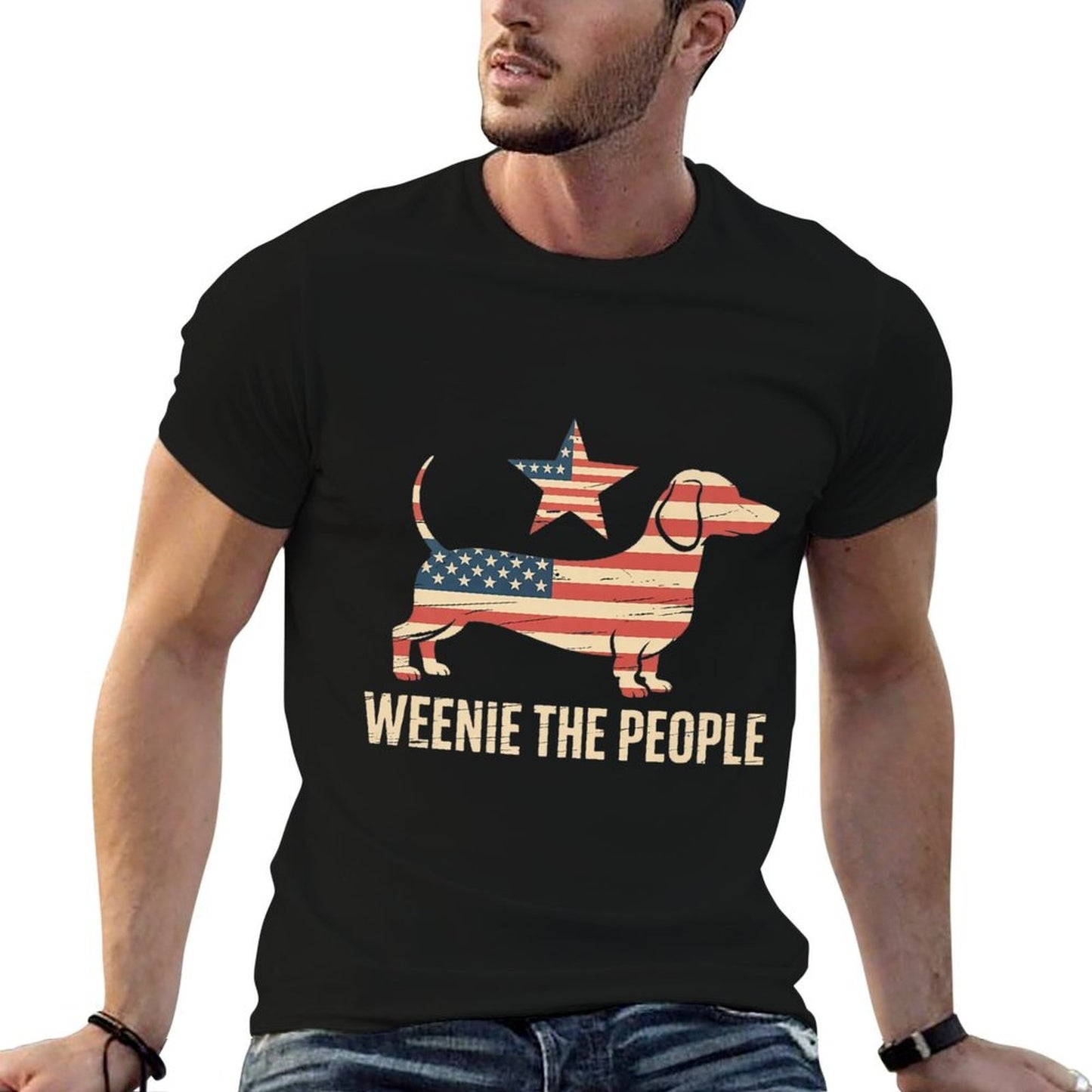Weenie The People American 4th Of July Dachshund Lover Premium  Heathered Texture T-Shirt