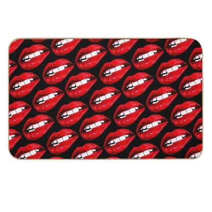 Lip Pattern - Black  Stain-Proof Bath Mat