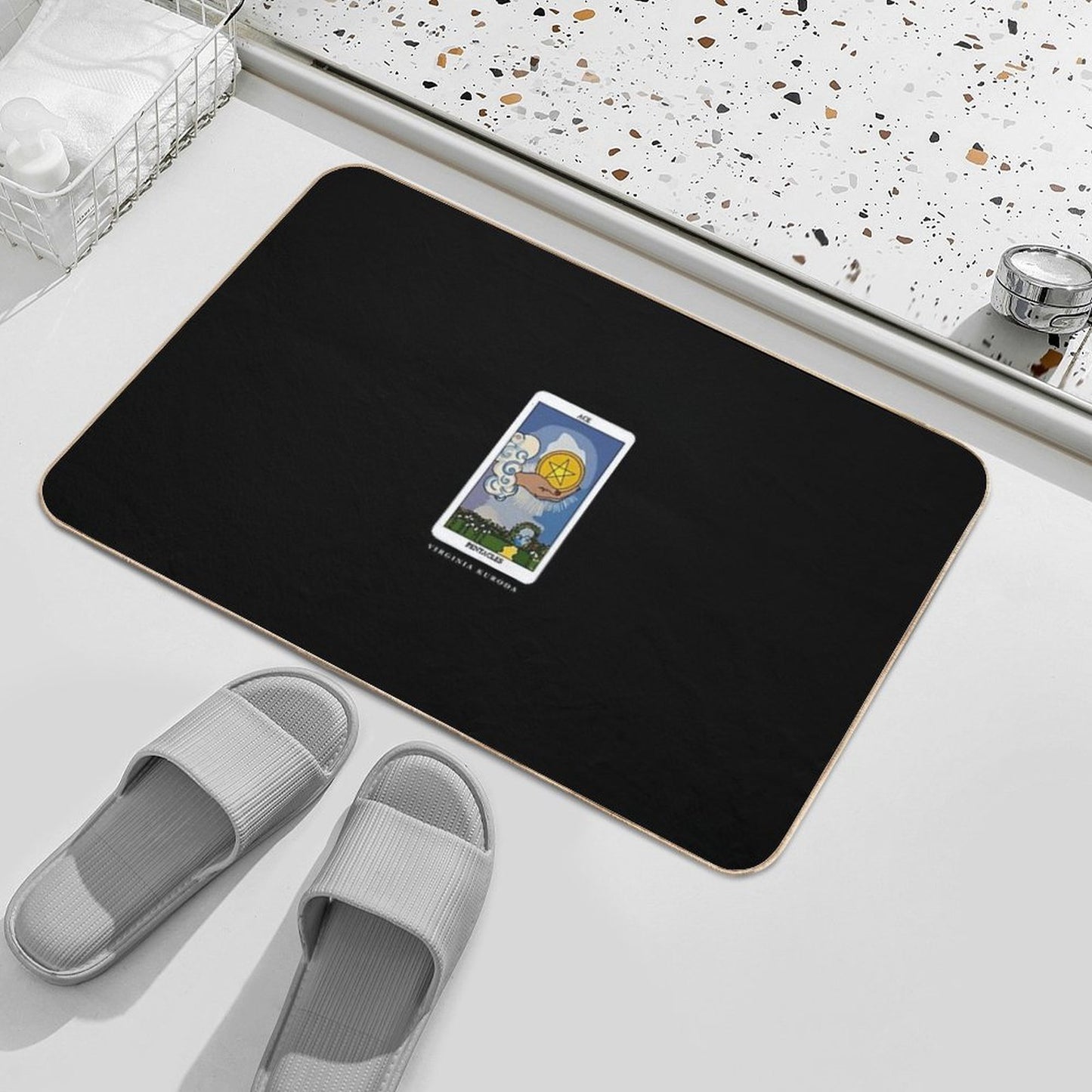 Ace of Pentacles  Easy Maintenance Bath Mat
