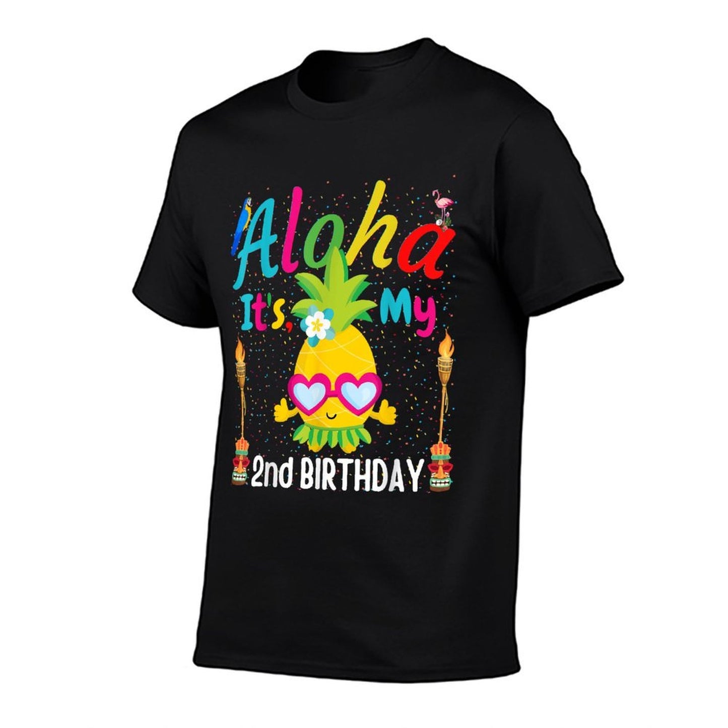 Second 2nd Birthday Hawaii Girls 2 Two Years Old Pineapple  Fade-proof Color T-Shirt
