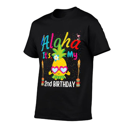 Second 2nd Birthday Hawaii Girls 2 Two Years Old Pineapple  Fade-proof Color T-Shirt