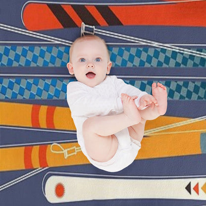 Retro Colorful Skis Travel-friendly Throw Blanket