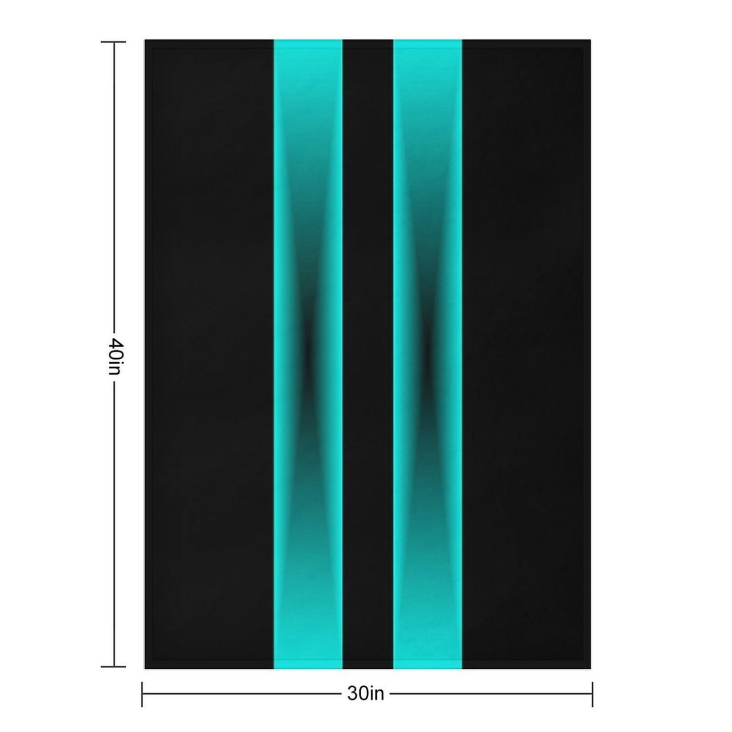 Cyan to Black Fade Stripes with Black Background Durable Throw Blanket