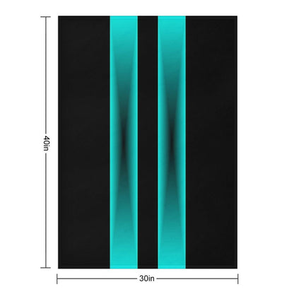 Cyan to Black Fade Stripes with Black Background Durable Throw Blanket