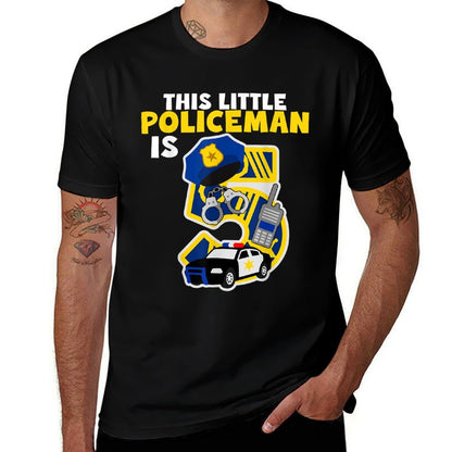 This Little Policeman Is 5 Five Years 5th Birthday Party Cop  Versatile T-Shirt