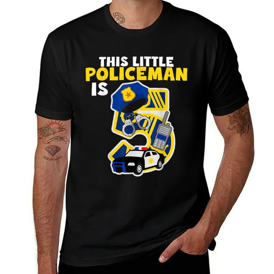 This Little Policeman Is 5 Five Years 5th Birthday Party Cop  Versatile T-Shirt