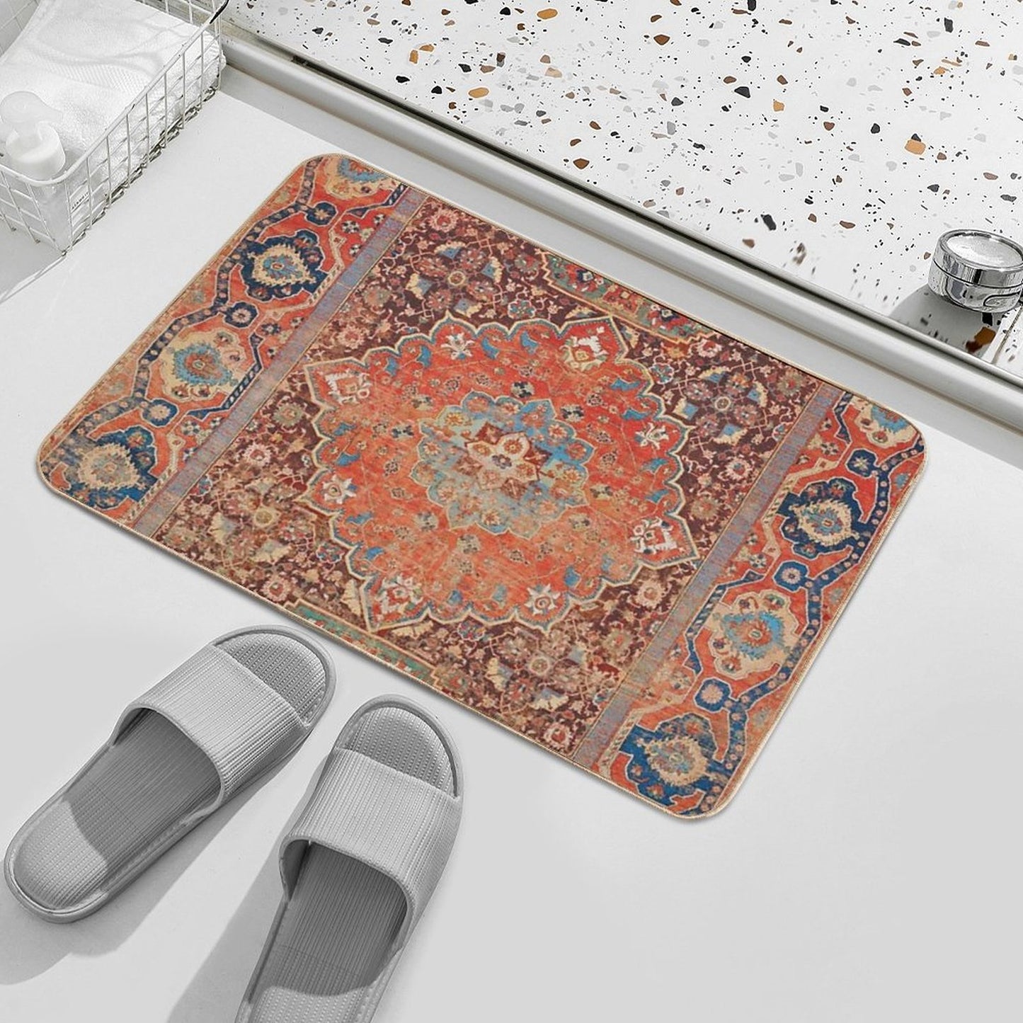 17th Century Persian Rug Print  Easy Maintenance Bath Mat