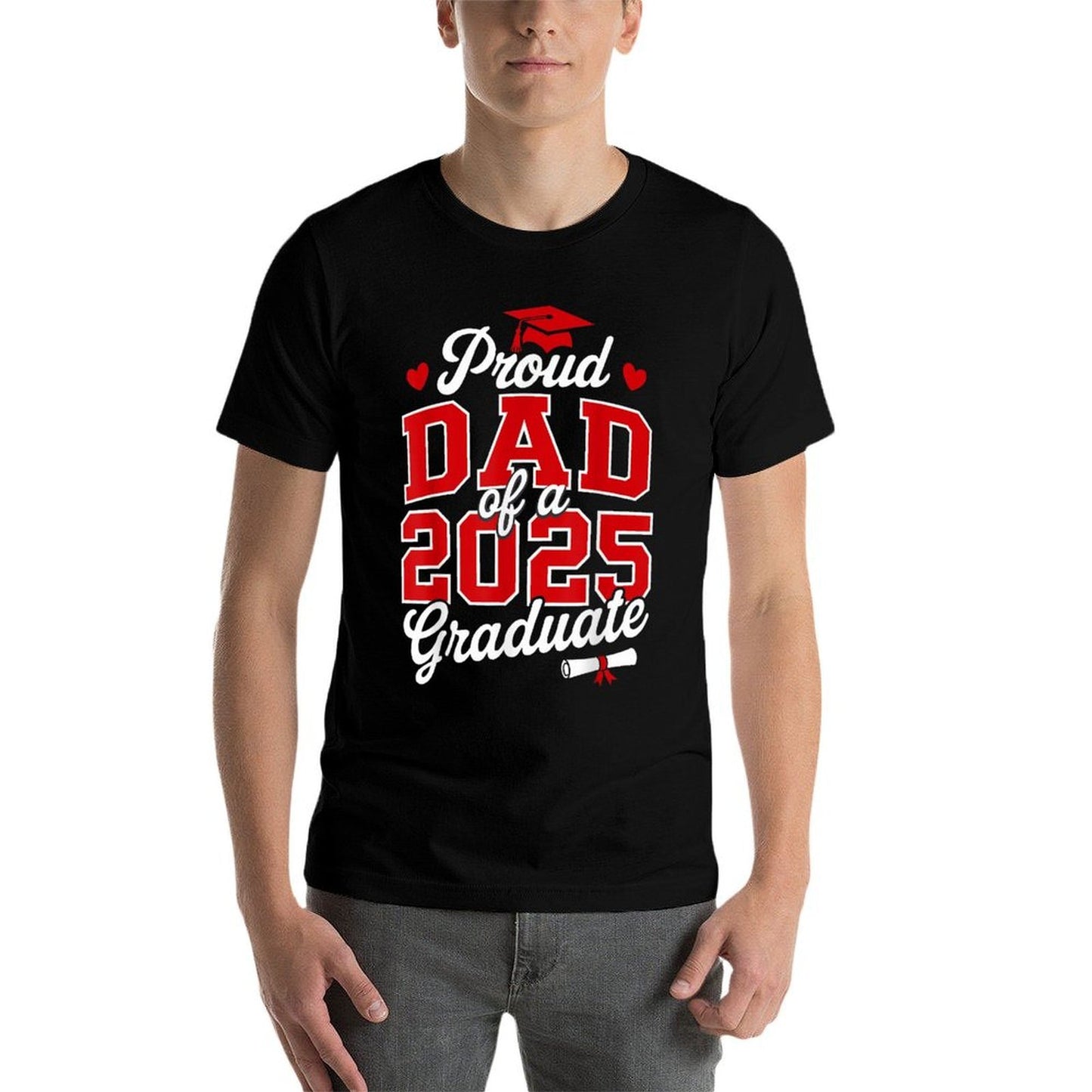 Proud Dad of A Class of 2025 Graduate Senior Graduation  Ribbed Collar T-Shirt