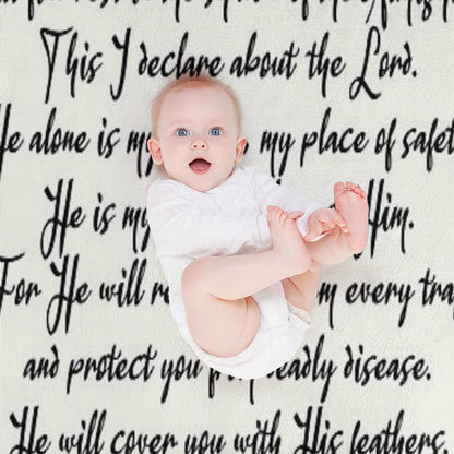 Psalm 91  Christian Inspirational Bible Verse Decorative Handwriting Plush Throw Blanket