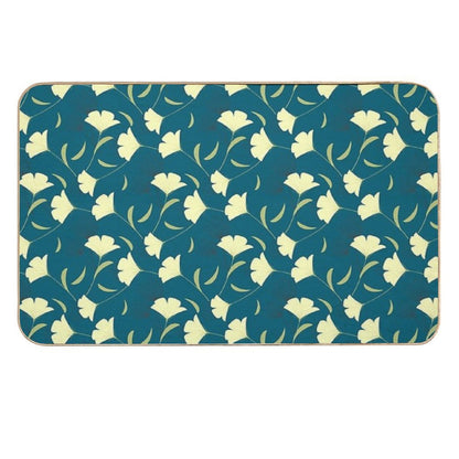 Teal Blue Floral Design  Botanical Garden  Rapid-Drying Bath Mat