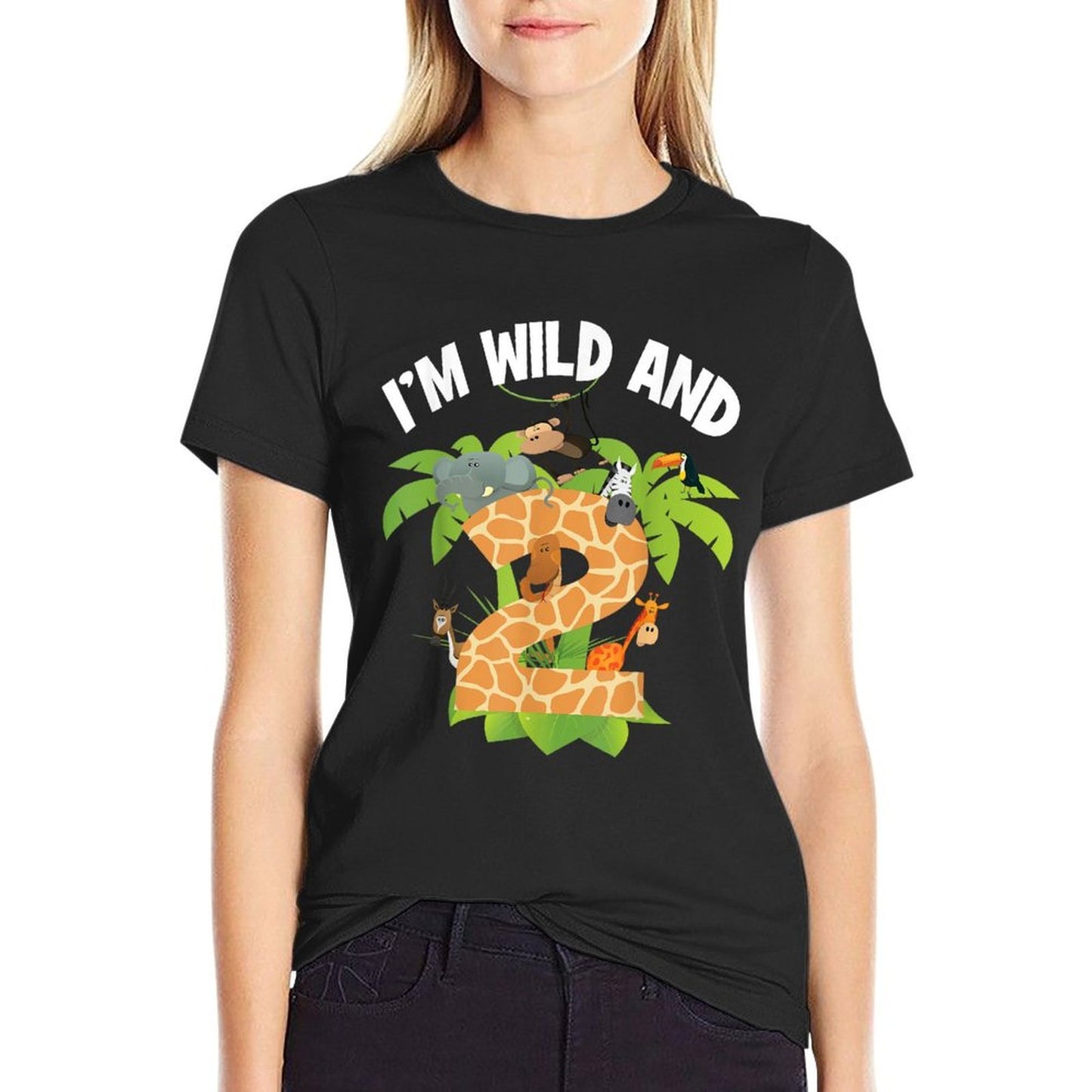 I'm Wild And 2 Years Old Zoo Theme 2nd Birthday Animal Party  Durable T-Shirt