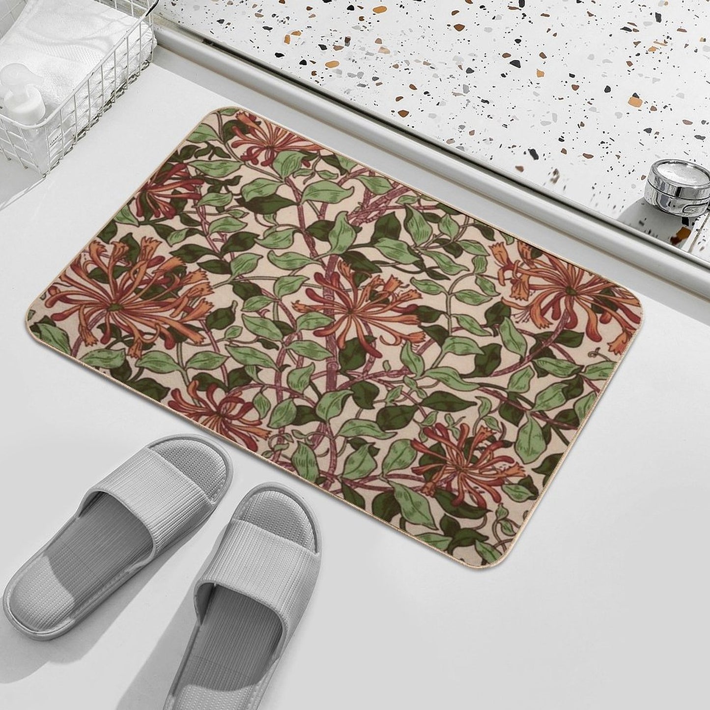 William Morris Floral Design  Absorbent Bath Mat