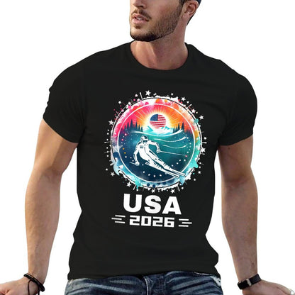 USA 2026 Go United States Winter Sport USA Team 2026 USA  Cotton T-Shirt