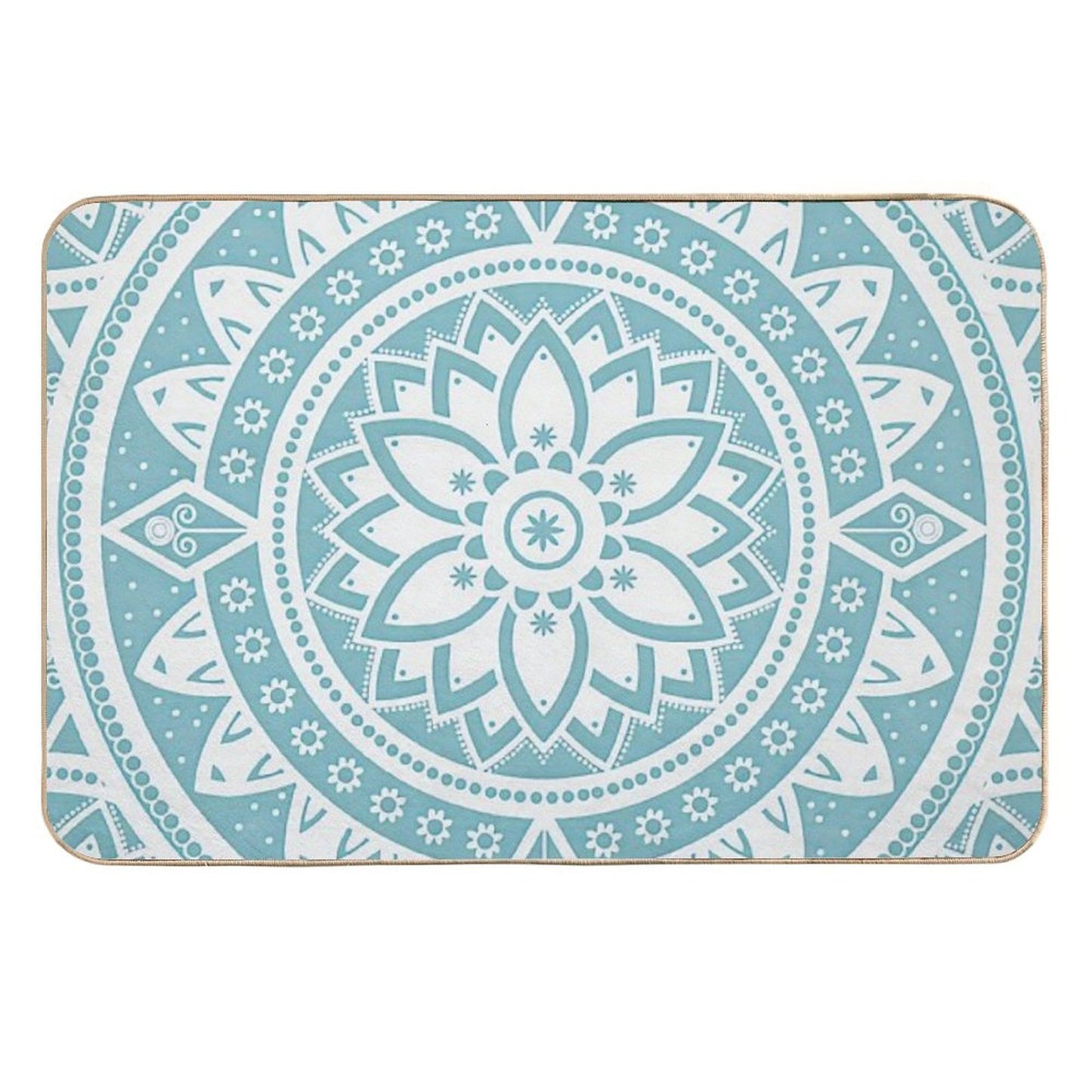 Blue Circular Relaxing Mandala  Easy Maintenance Bath Mat