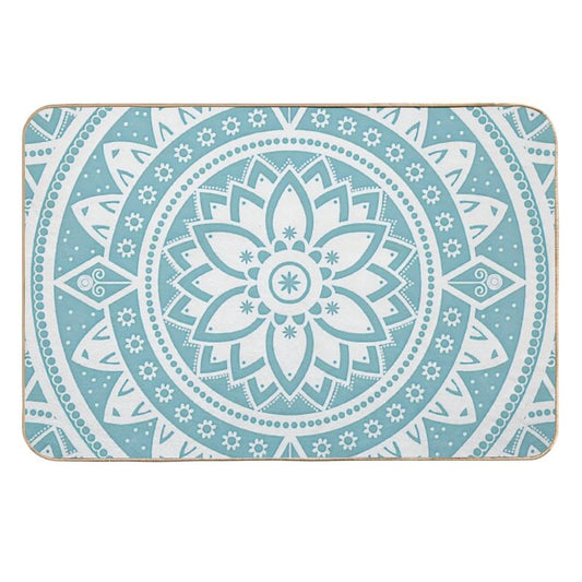 Blue Circular Relaxing Mandala  Easy Maintenance Bath Mat