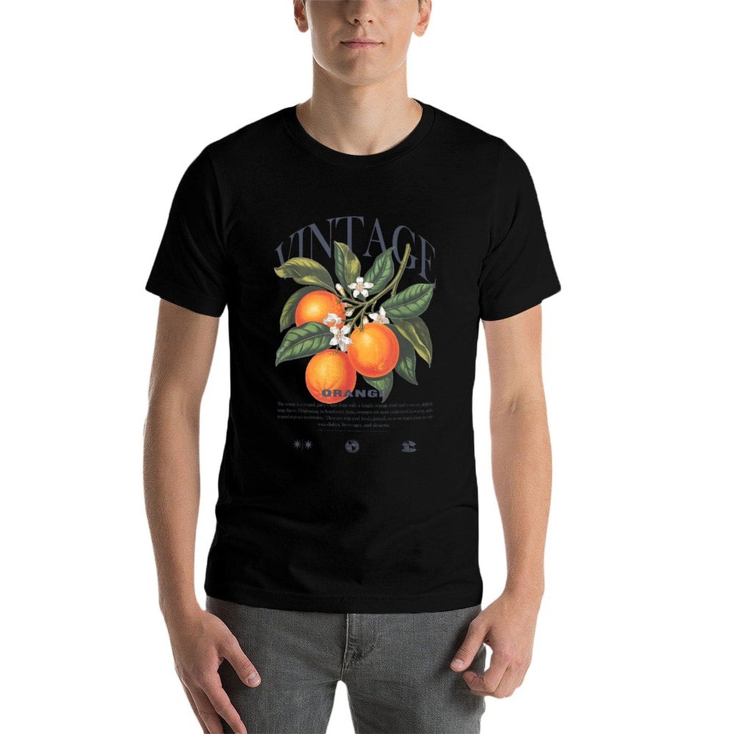 Orange Fruit Vintage  Heathered Texture T-Shirt
