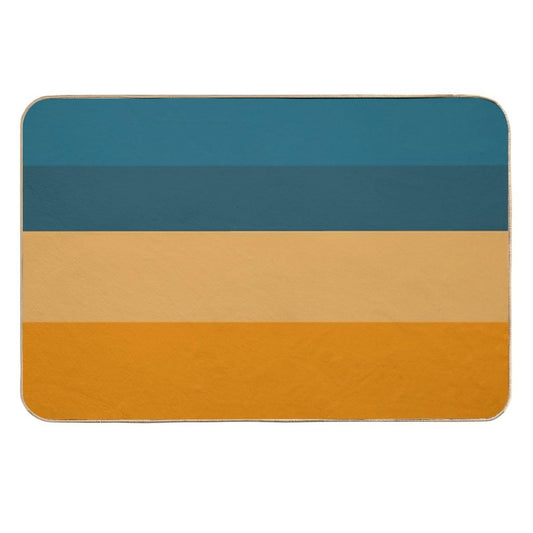 Blue to Orange Minimalist Color Block Stripes Pattern  Pet-Safe Bath Mat