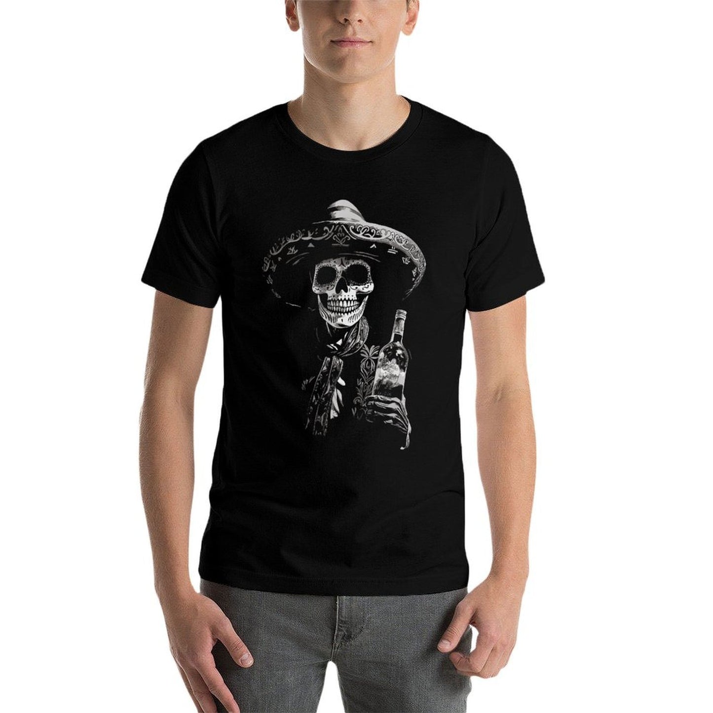 Vintage Skeleton Tequila Mexico Dia De Los Muertos Mexican  Oversized Silhouette T-Shirt