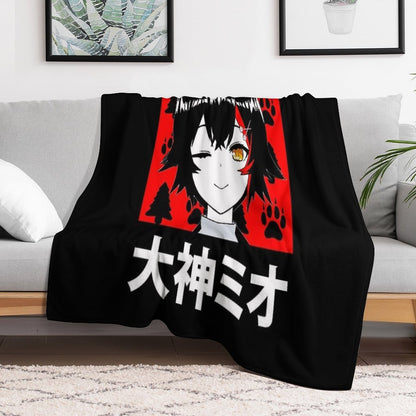Hololive Ookami Mio Short Hair Easy Care Throw Blanket