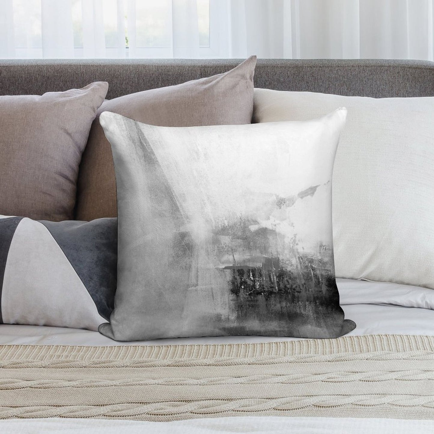 Gray Abstract Soft Luxury Feel Throw Pillow