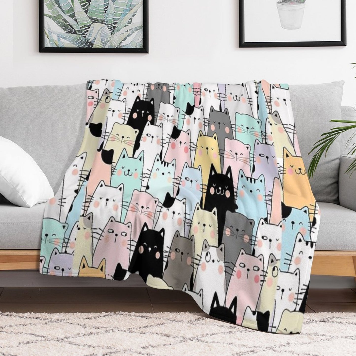 Colorful Cats Lightweight Throw Blanket