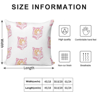 Pink And Orange Star Tiger Soft Decorative Cover Throw Pillow