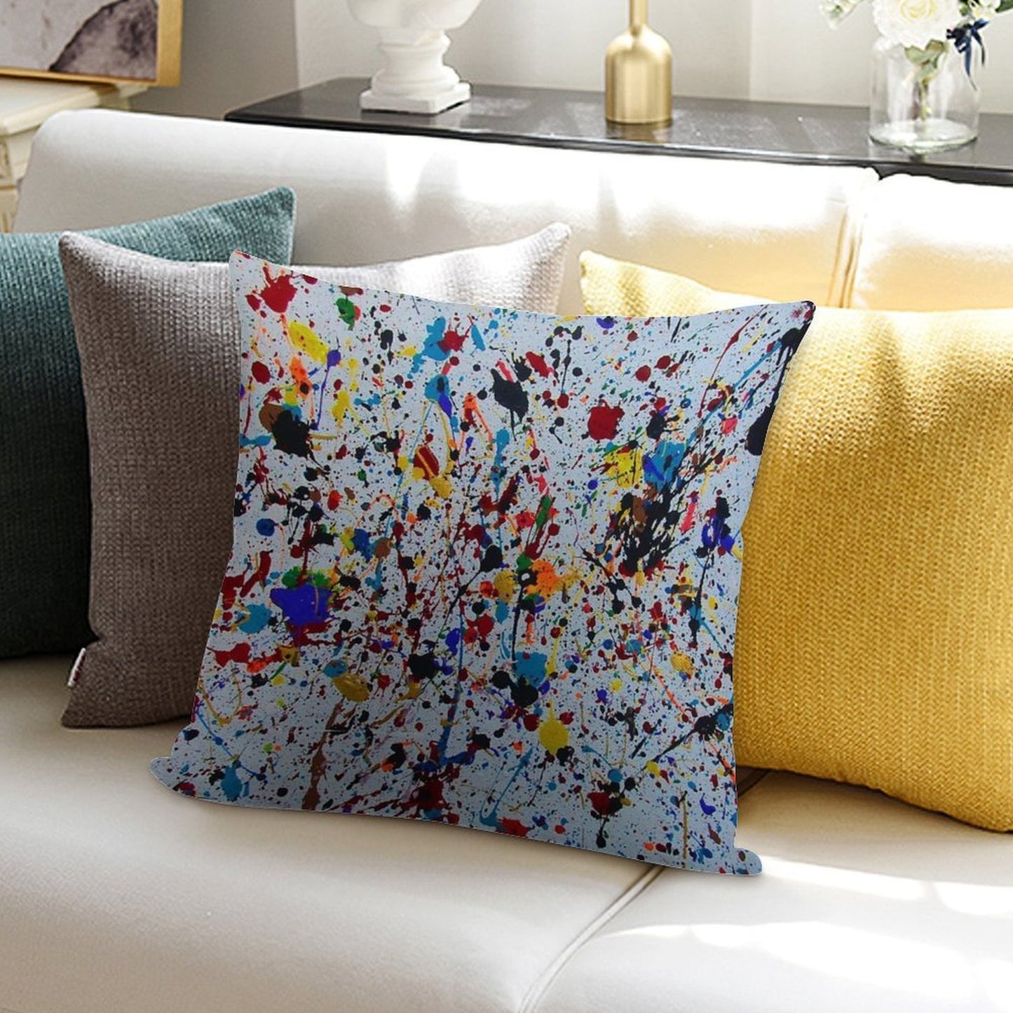 Splatter Paint Soft Easy Maintenance Throw Pillow