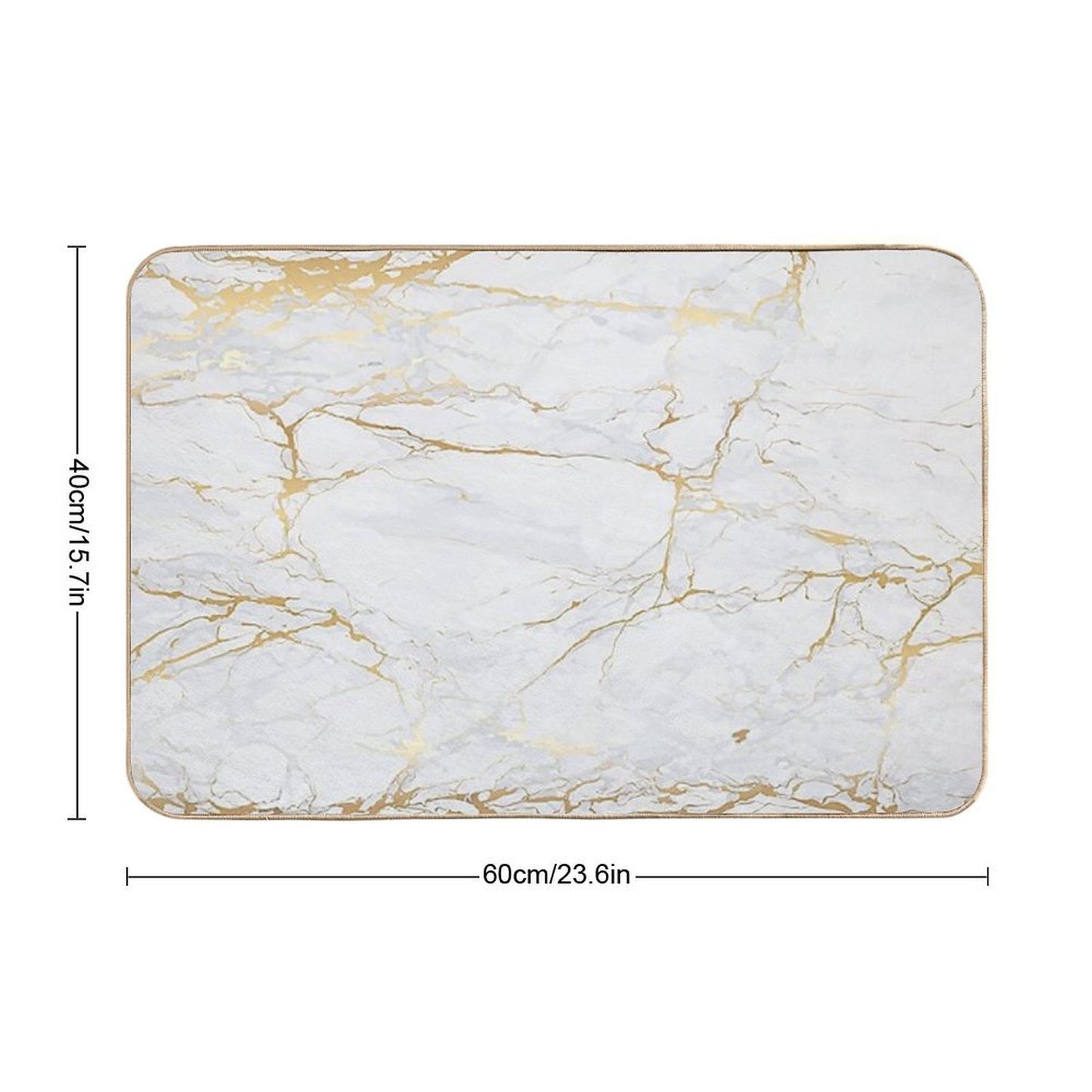 White And Gold Marble  Repositionable Bath Mat