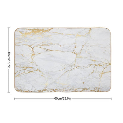 White And Gold Marble  Repositionable Bath Mat