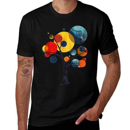@rtY Geometric Tree Colorful Art Abstract Graphic Geometric, Small, White  Durable T-Shirt