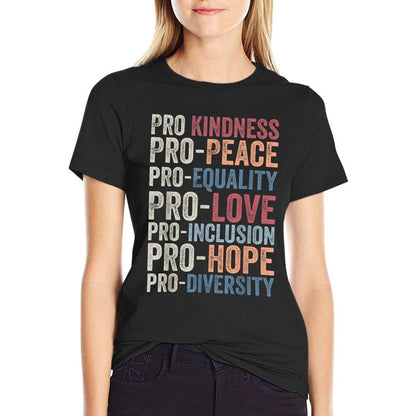 Pro Kindness Pro Peace Equality Love Diversity Human Rights  Oversized Silhouette T-Shirt