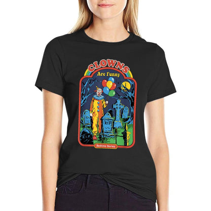 Steven Rhodes Clowns Are Funny Graveyard Retro Dark Humor  Fade-proof Color T-Shirt