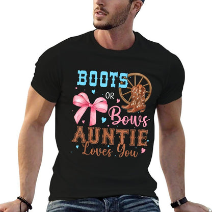 Boots Or Bows Gender Reveal Decorations Auntie Loves You  Polyester Blend T-Shirt